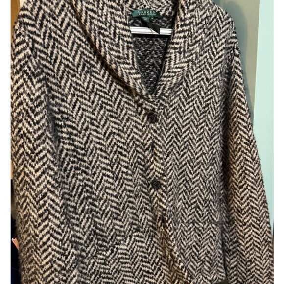 Lauren Ralph Lauren, cashmere/wool blend, chevron shawl collared blazer. Womens - Picture 6 of 6